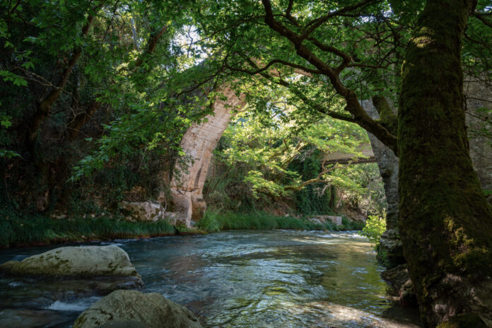 Atsicholou,Stone,Bridge,Over,Lousios,River,Near,Karytaina,,Arcadia,,Greece